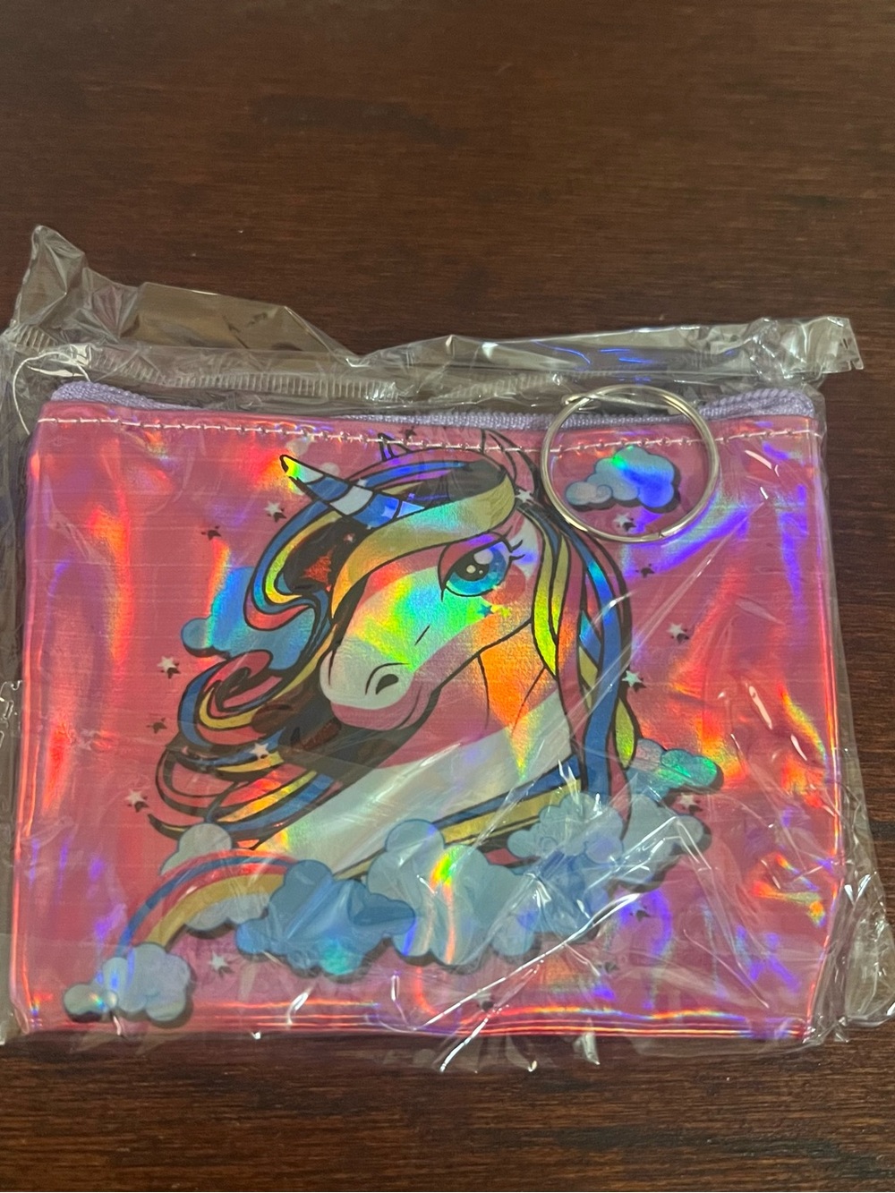 Holographic Pink Unicorn Coin Purse with Keyring
